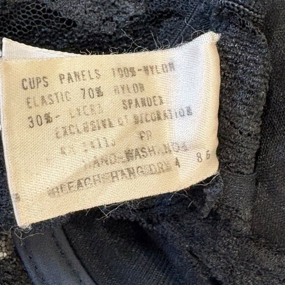 Dolores Poirette Black Lace Bra 34B Underwire Lingerie Vintage Union Made - Picture 7 of 7